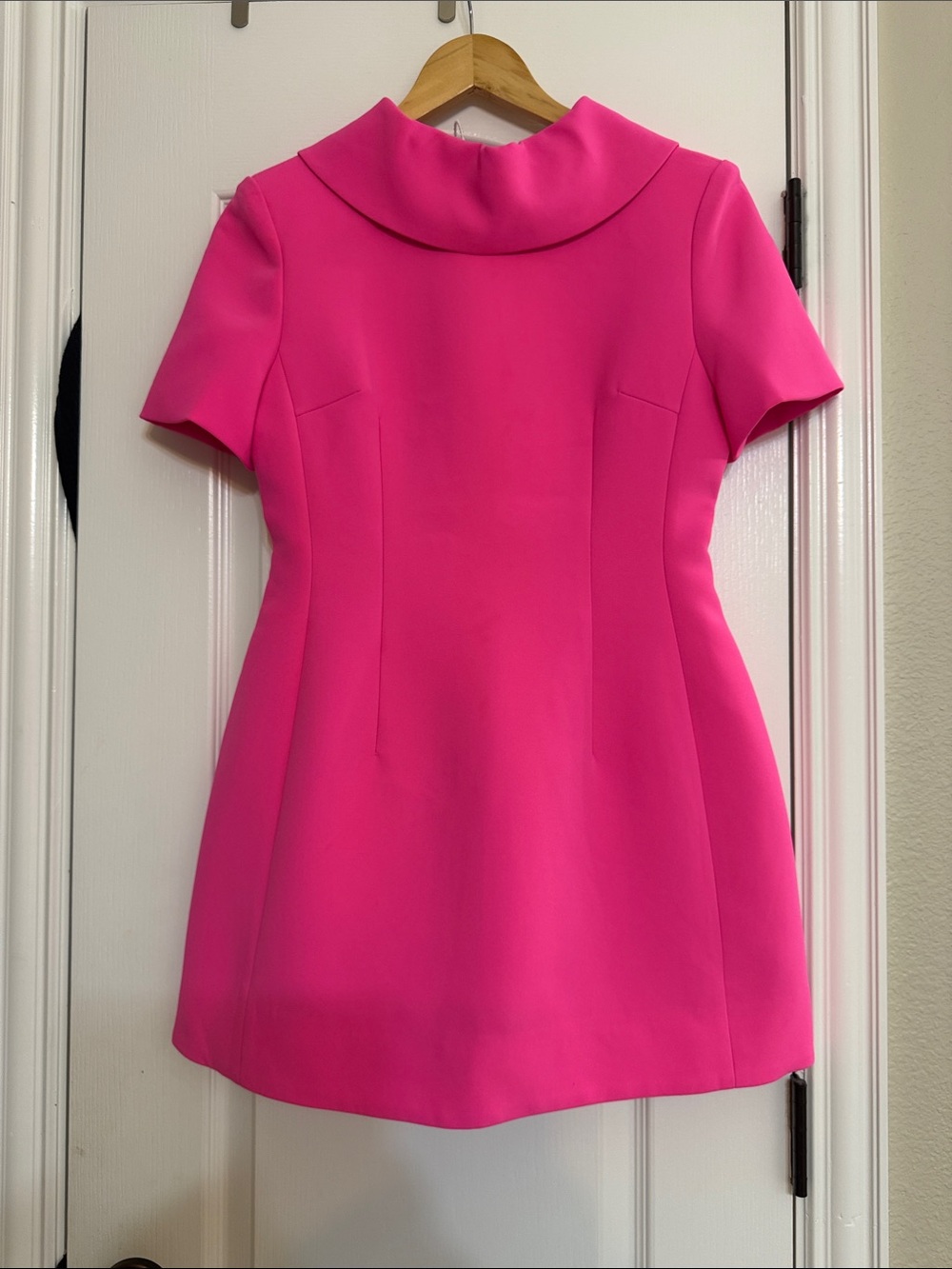 Vibrant Pink Short-Sleeve A-Line Mini Dress